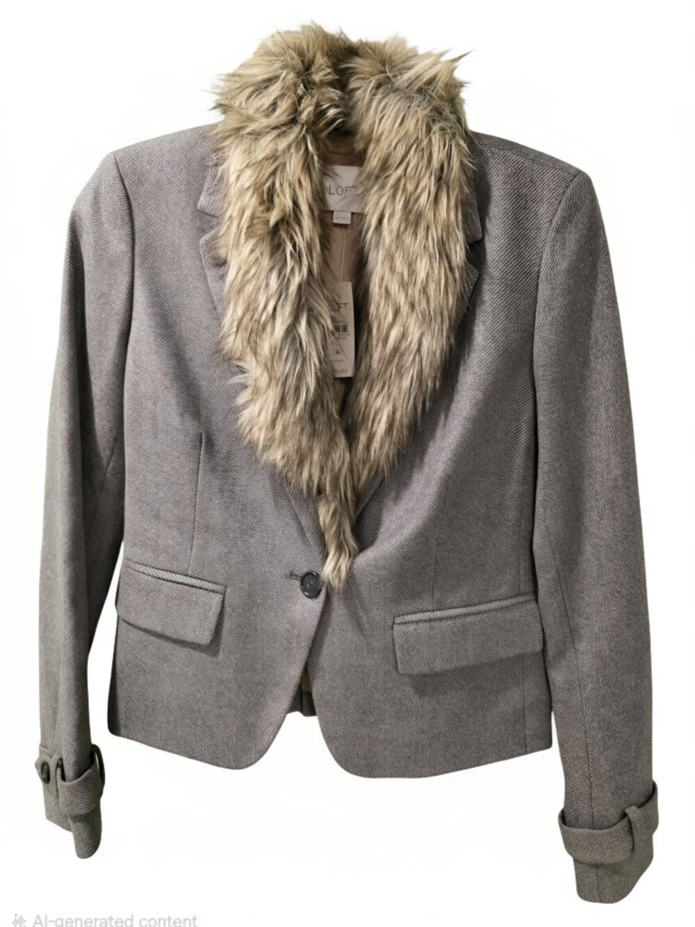 Ann Taylor LOFT Wool Blend Blazer With Detachable Faux Fur Collar